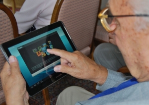 old man and iPad