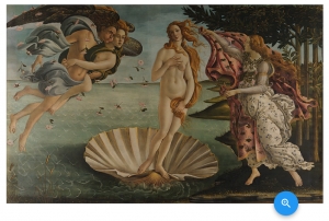 Og her er hele Boticellis maleri af den skumfødte Venus