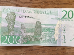 Rauker på bagsiden af den nye svenske 200 kr seddel