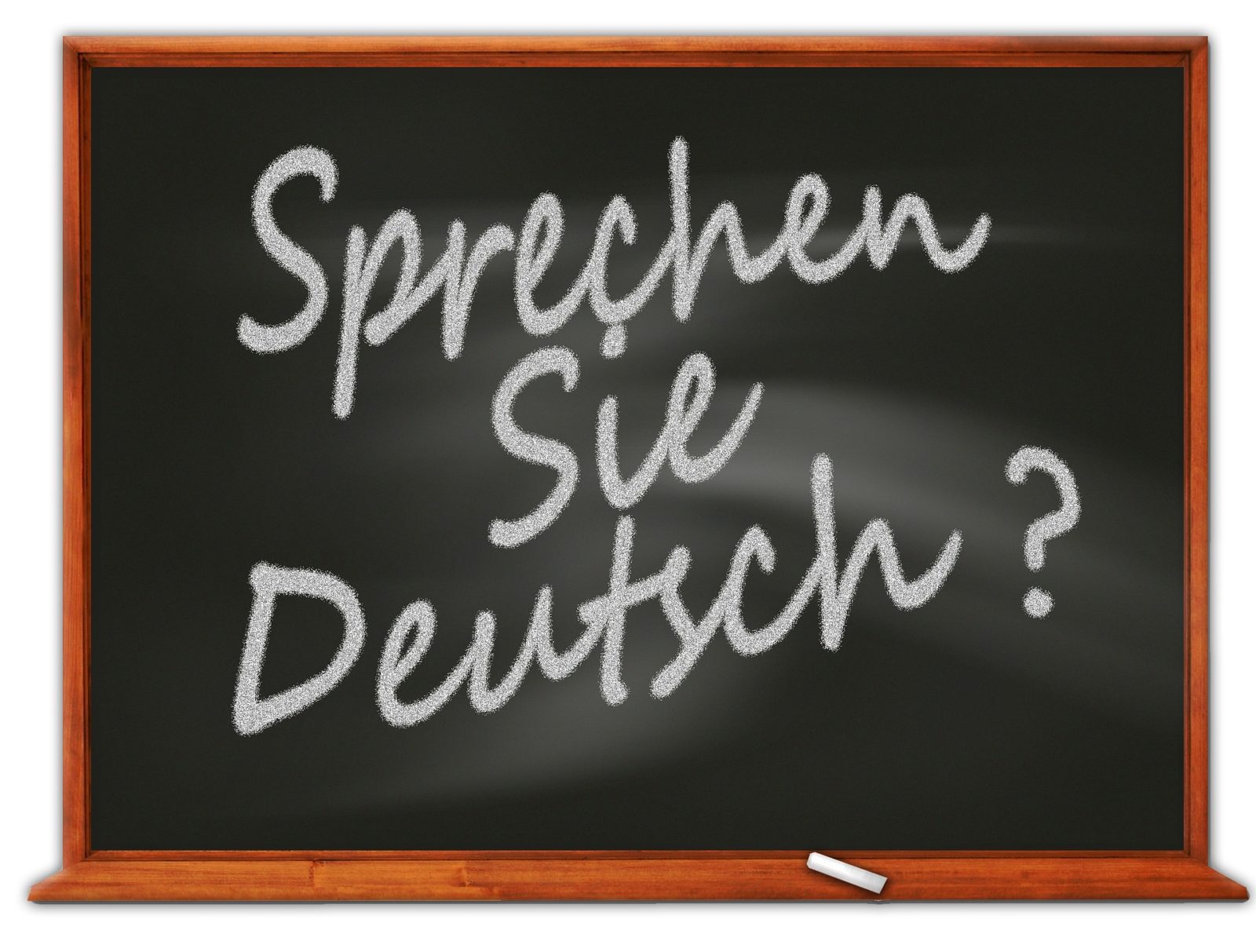 Taler De tysk, står der på tysk sprog på en skoletavle. 