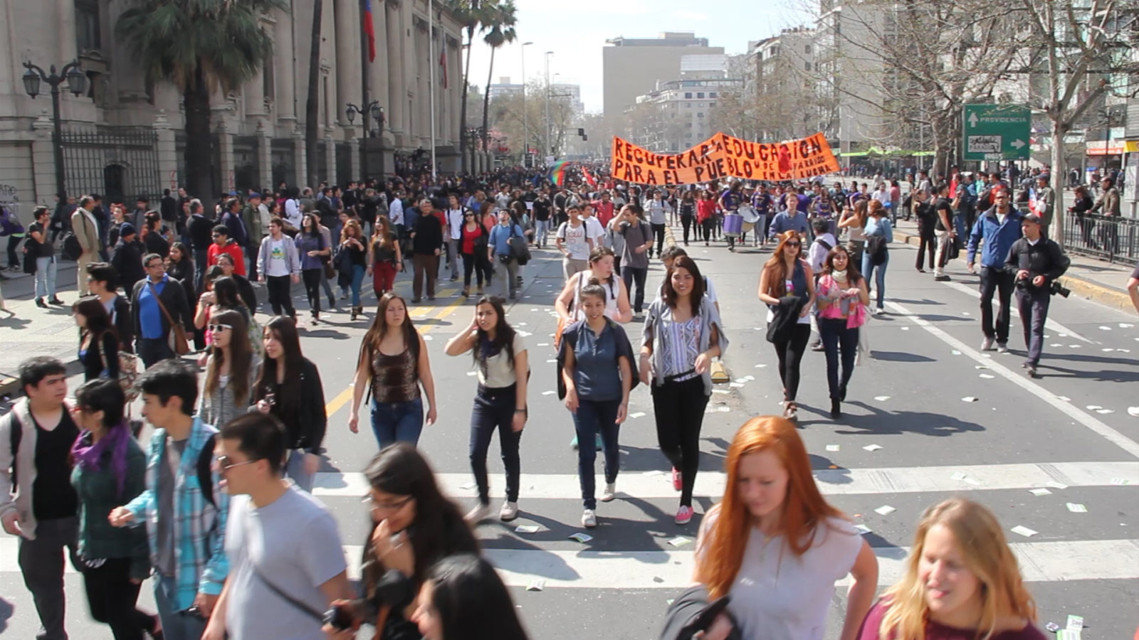 Mellemamerika: Demonstranter i Santiago de Chile