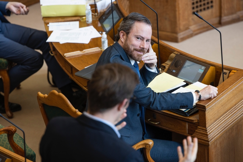 Foto af tidligere formand Jakob Ellemann-Jensen i Folketinget, før Venstre kom i regeringen.