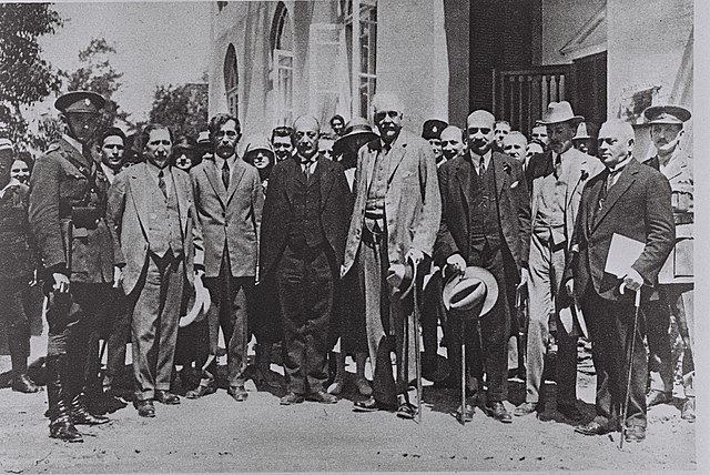Fot af Chaim Weizmann og Lord Balfour i Tel Aviv, Israel, i 1925.