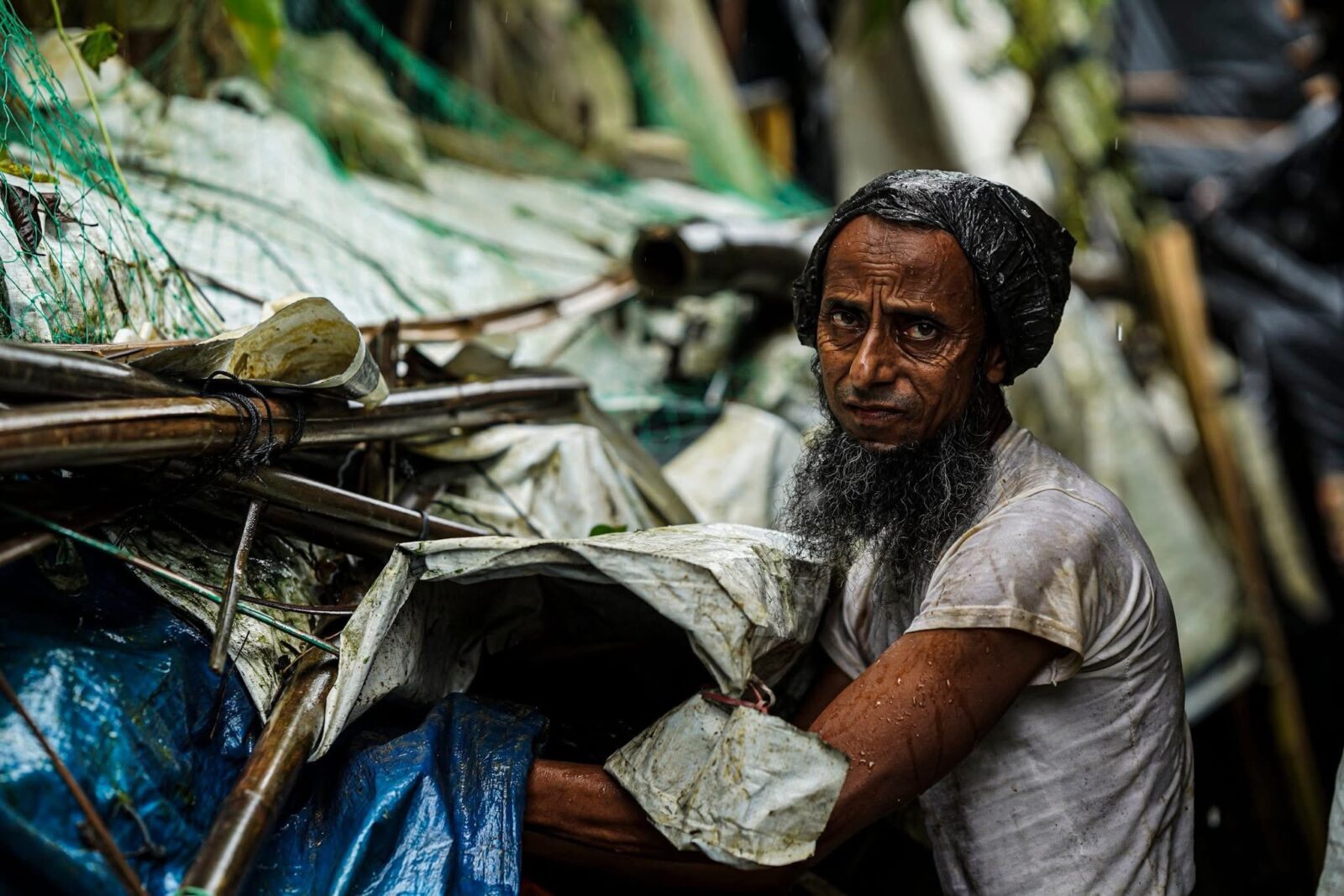 COX's Bazar i Bangladesh. Bolig ødelagt af monsun regn. 
Der bor halvanden million rohingyaer i verdens største flygtningelejr. De er fordrevet fra Myanmar.
