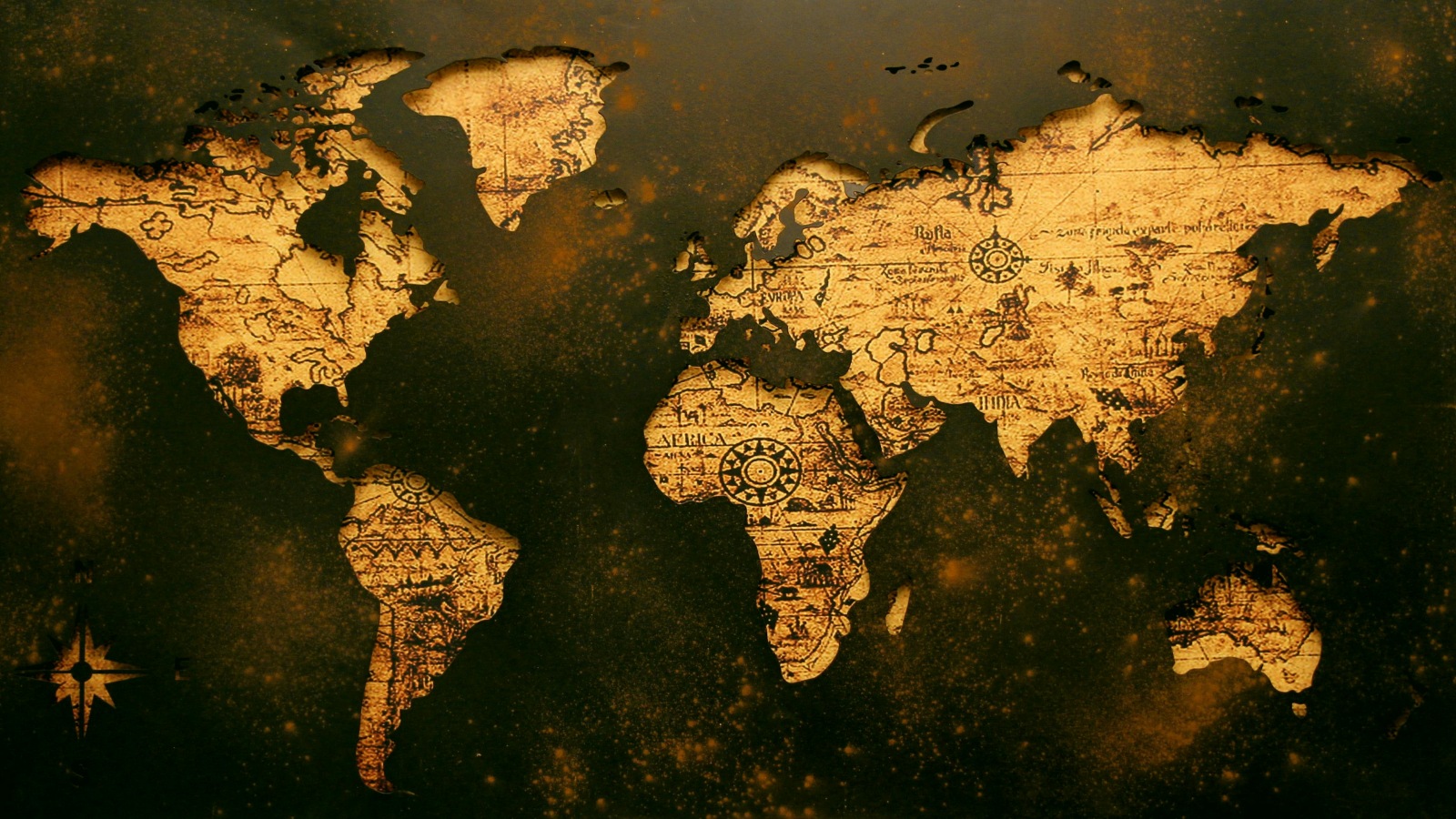 Et gammel landkort uden grænser fra før nationalstaternes tid.