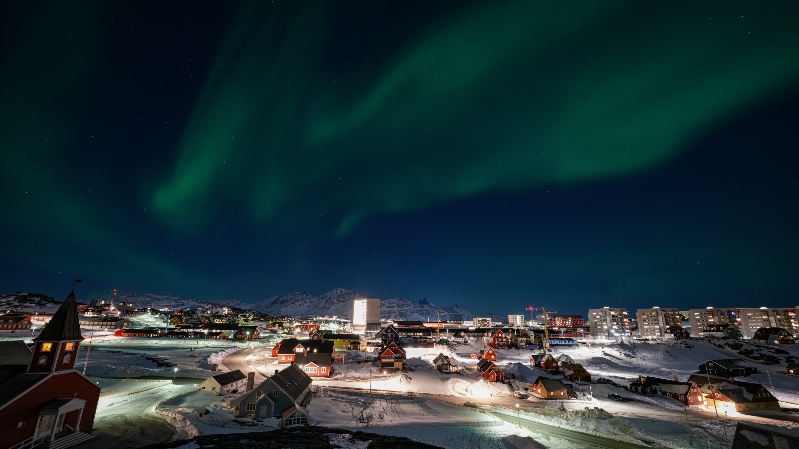 Nuuk, Grønland med nordlys
