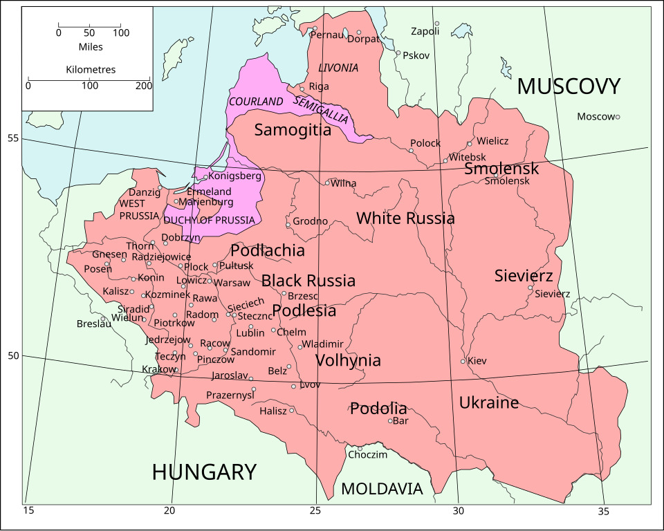 Kort over det gamle Polen.