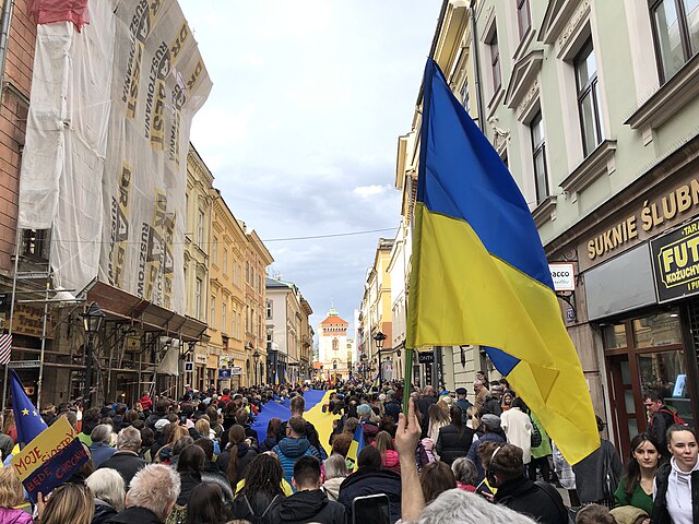 Polsk demonstration til støtte for Ukraine 