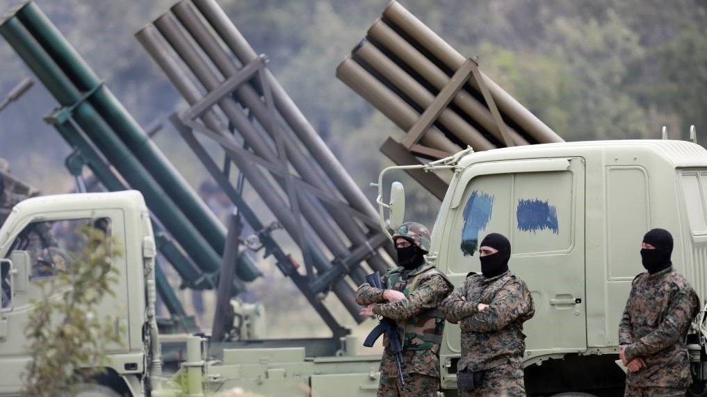 Fighters from the Lebanese militant group Hezbollah carried out a training exercise in Aaramta village in the Jezzine District, southern Lebanon, on Sunday, May 21, 2023. Foto: Tasnim News