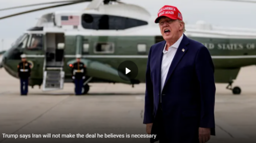 USAs præsident Donald Trump truer Oman. Foto: skærmbillede Al-Jazeera, 17. august 2026